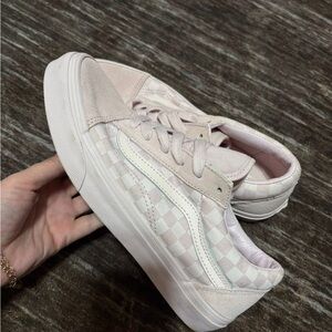 Vans Women's Light Pink Checkered Sneakers